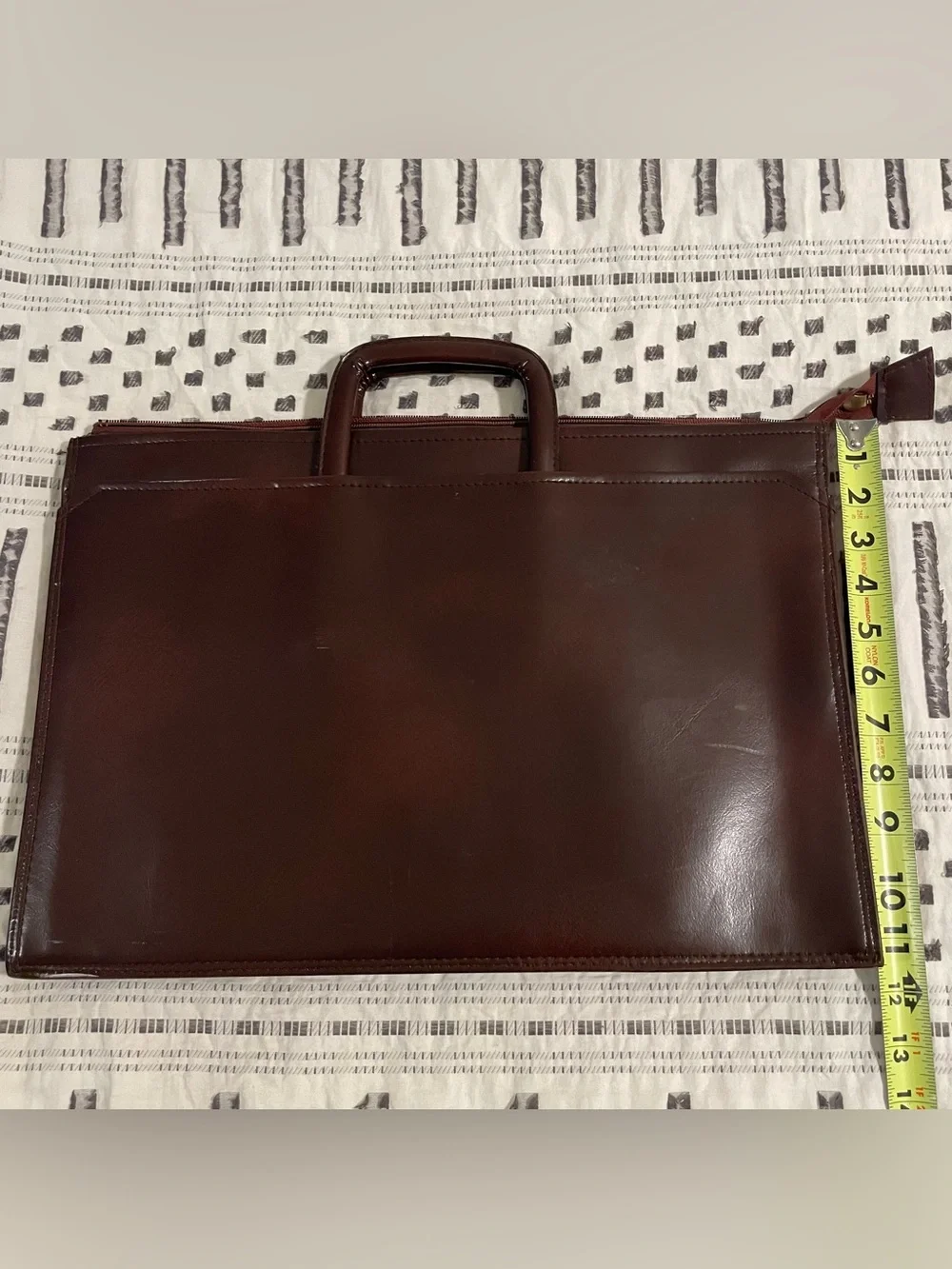 VINTAGE 80s Hit Structured Smooth Leather Slim Briefcase Portfolio Bag